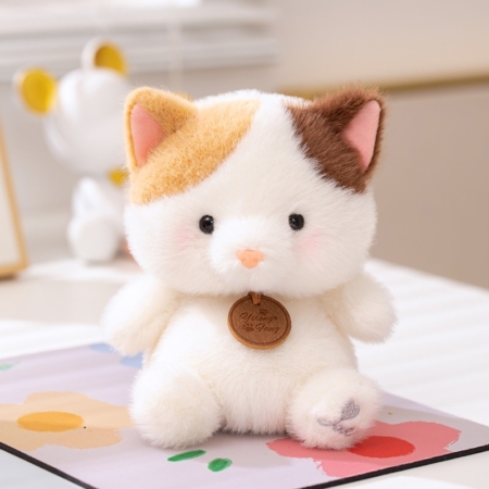 Сладка плюшена играчка – Бяло коте, 18 см