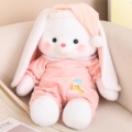 Плюшена играчка – Зайче в розова пижама и шапка, 40 см